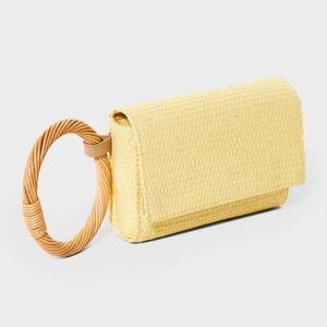 A New Day Women’s Yellow Straw Boho Bracelet Clutch Pouch Mini Bag